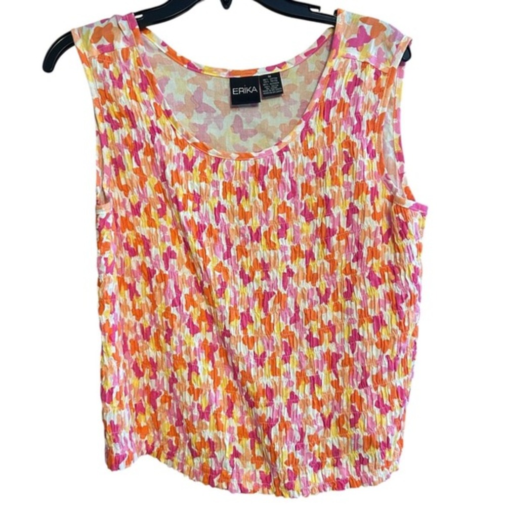 Erika Women's Tank Top Scoop Neck Sleeveless Artsy‎ Butterfly Multicolor Medium